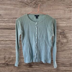 Westbound Blue Cardigan Sweater with Ribbed Texture